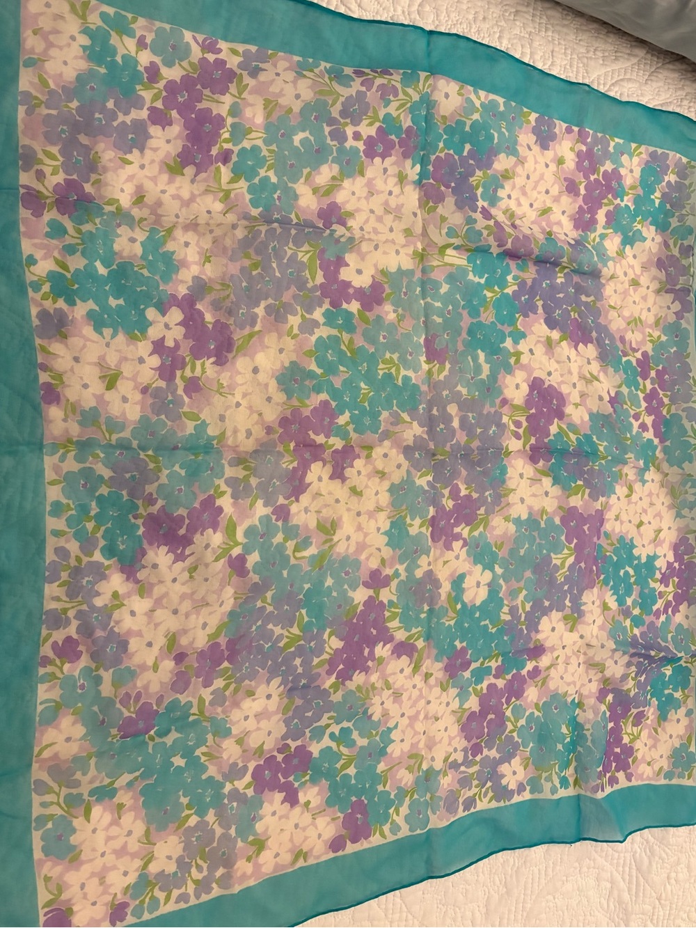 Vintage Glentex Shear 25” Square Floral Silk Scarf. Made in Japan
